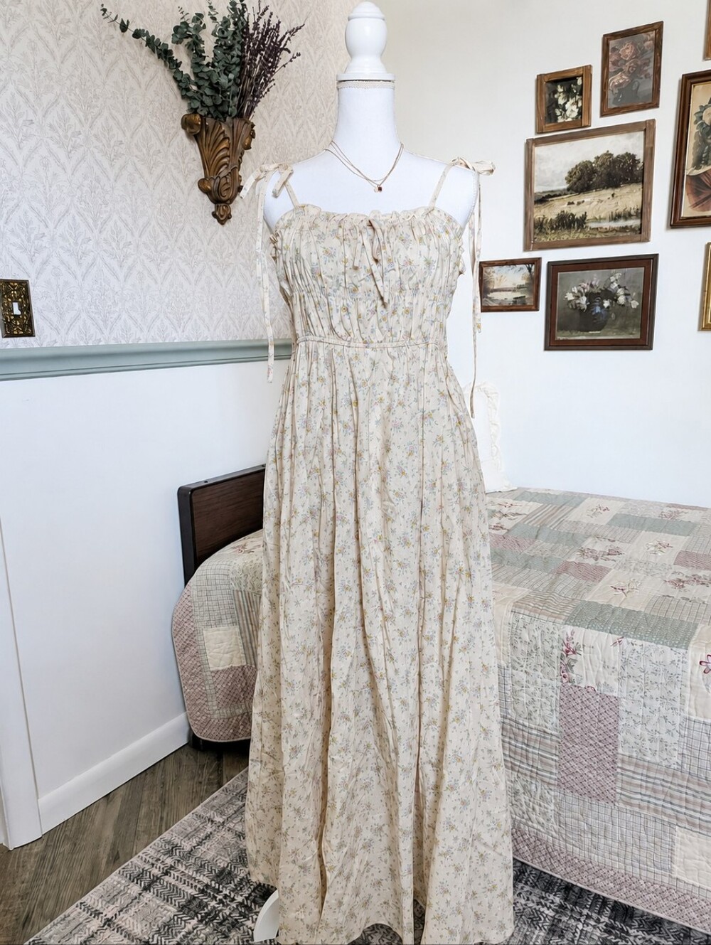 In Loom Floral Maxi Dress L Cottagecore Dôen Inspired Pockets